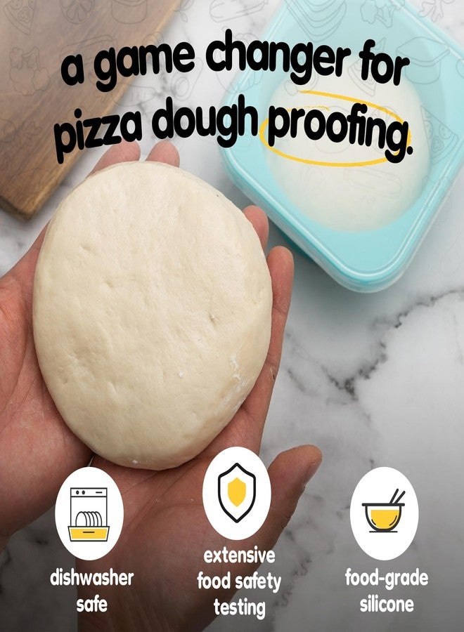 KEVJES Stackable Silicone Artisan Pizza Dough Proofing Containers with Lids pizza making accessories (1 Yellow+1 Green+1Blue+1 Gray+1 Space Gray) - Image 2